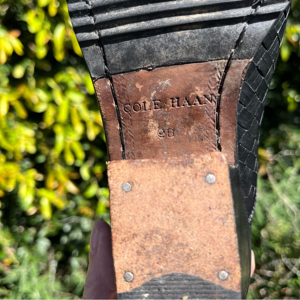 Vintage 90s Cole Haan Basketweave Leather Loafers Size 9 Made in Brazil - Picture 10 of 11